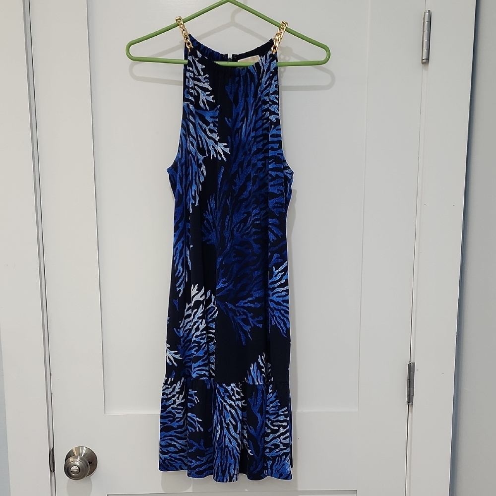 Blue and Black Sleeveless Dress